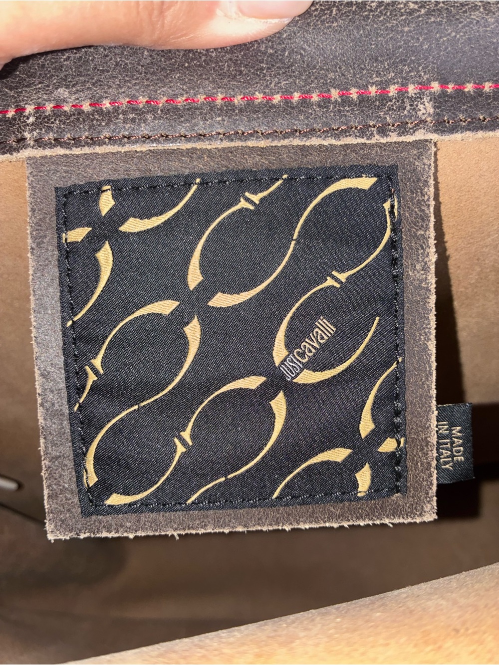 Just Cavalli Dark Brown Leather Top-Handle Satchel with Metal Accent - Picture 7 of 8